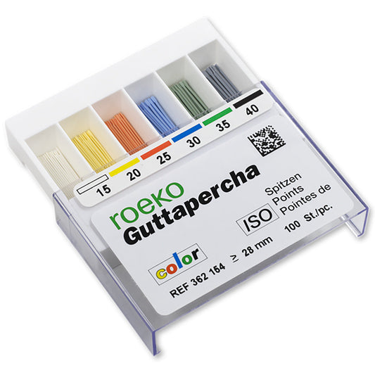 Roeko GuttaPercha Points Top Colour – Κώνοι γουταπέρκας για έμφραξη ριζικών σωλήνων (28 mm, 100 τεμάχια)

